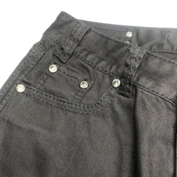LIKE NEW BLACK ROCK & ROLL COWGIRL MIDRISE BOOT JEANS 31x32  CRYSTALS 💎 - Picture 7 of 13